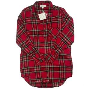 Hippie rose high low red plaid lightweight flannel, new with tags super soft